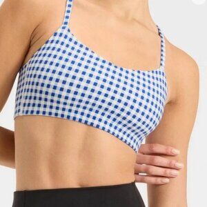 NEW All In Motion Blue White Gingham Bralette Sports Bra Size Large